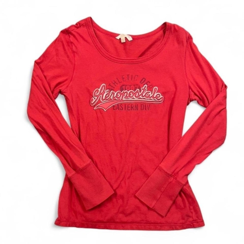 Vintage Y2K Aeropostale Red Long Sleeve Shirt Fits Medium Preppy
